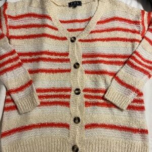 POL Women's Cream and coral Striped summer Sweater size small. New never worn